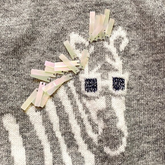 J.Crew Crewcuts Girls Wool Blend Sweater 14 (fits like 12) Zebra Graphic Gray - Picture 5 of 11